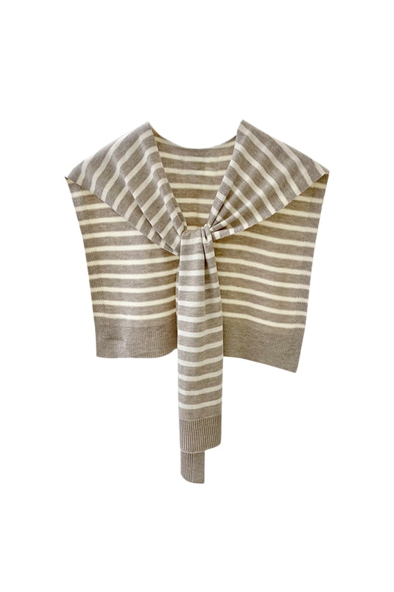 Women's Sweater Shawl Wraps Knitted Knotted Shawls Stripe Scarf Cape Shoulder Tops Blouses Fashion Wrap Khaki