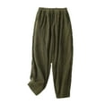 thumbnail image 1 of ZQUUVOU Women's Sweatpants Corduroy Casual Elastic Waist Pocket Ankle Pants Comfort Cropped Length Trousers Olive Green, 1 of 3