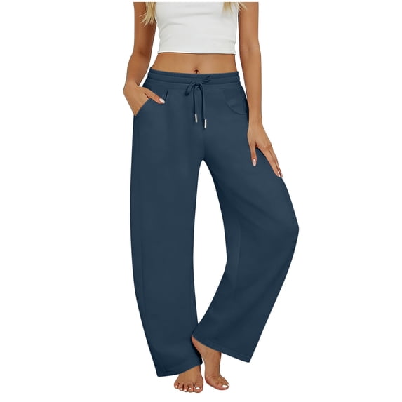 ZQUUVOU Women's Sweatpants Jogger Barrel-Leg Elastic Drawstring Waisted Pants with Pockets Casual Lounge Outdoor Sweatpants Navy
