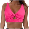 thumbnail image 1 of ZQUUVOU Women's Swimsuit Top Sleeveless Solid Swimsuit Push-Up Padded Swimsuit (Hot Pink,L), 1 of 5