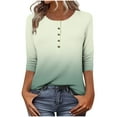 thumbnail image 1 of ZQUUVOU Women's T-Shirt 3/4 Sleeve Crew Neck Button Loose Tops Mint Green (L), 1 of 7