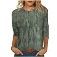 thumbnail image 1 of ZQUUVOU Women's T-Shirt Printed Blouses 3/4 Sleeve Crew Neck Blouse Olive Green (4XL), 1 of 5