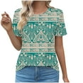 thumbnail image 1 of ZQUUVOU Women's T-Shirt Printed Floral Round Neck Casual Short Sleeved Blouse E-Green (XL), 1 of 5