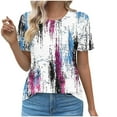 thumbnail image 1 of ZQUUVOU Women's T-Shirt Printed Floral Round Neck Casual Short Sleeved Blouse I-White (XL), 1 of 5
