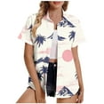 thumbnail image 1 of ZQUUVOU Women's T-Shirt Short Sleeve Turndown Collar Button Hawaiian Style Blouse Pink (3XL), 1 of 5