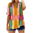 thumbnail image 1 of Zwiiyzr Women's T-Shirt V-Neck Short Sleeve Print Floral Summer Button Loose Blouse C-Multicolor (2XL), 1 of 5