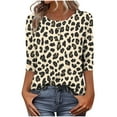 thumbnail image 1 of ZQUUVOU Women's T-Shirts Leopard Print Button 3/4 Sleeve Casual Loose Tops(Black,M), 1 of 7