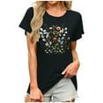 thumbnail image 1 of ZQUUVOU Women's T-Shirts Printed Short Sleeve Crew Neck Tunic Blouse(Black,M), 1 of 1