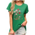 thumbnail image 1 of ZQUUVOU Women's T-Shirts Printed Short Sleeve Crew Neck Tunic Blouse(Green,S), 1 of 4