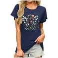 thumbnail image 1 of ZQUUVOU Women's T-Shirts Printed Short Sleeve Crew Neck Tunic Blouse(Navy,L), 1 of 1