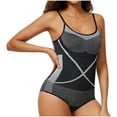thumbnail image 1 of ZQUUVOU Women's Thong Shapewear Tummy Control Adjustable Strap Seamless Bodysuit Sculpting Snatched Waist Body Suit Black A, 1 of 5