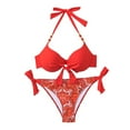 thumbnail image 1 of ZQUUVOU Women's Three Piece Swimsuit Tie High Waist Beach Bikini (Red,M), 1 of 6