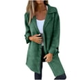 thumbnail image 1 of ZQUUVOU Women's Trench Coat Long Sleeve Notch Lapel Cardigan Mid-Long Open Front Button Down Outwear Overcoat Olive Green, 1 of 6