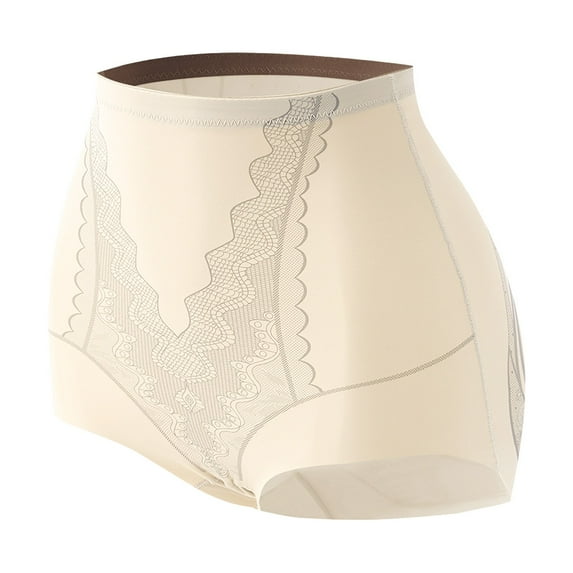 ZQUUVOU Women's Tummy Control Shapewear Panties Lace Shaping Girdle Seamless Briefs High Waist Body Shaper Underwear Beige
