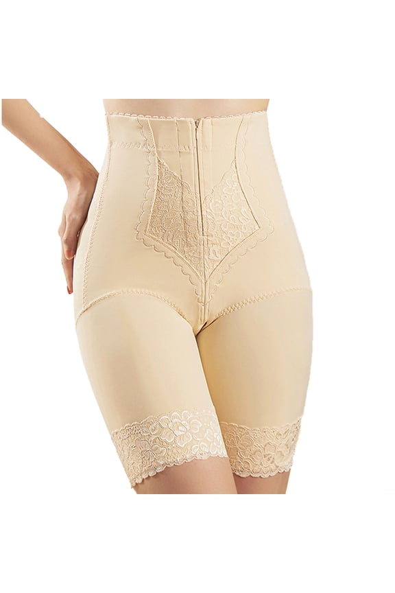 Women's Tummy Control Shorts Shapewear Butt Lifter Lace High Waist Trainer Corset Body Shaper Underwear Khaki