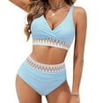 thumbnail image 1 of ZQUUVOU Women's Two Piece Bikini Set Solid Color Swimwear Crisscross Top and Bottom High Waist Fitting Swimsuit Light Blue, 1 of 9