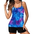 thumbnail image 1 of Zwiiyzr Women's Two Piece Tankini Tummy Control Spaghetti Strap Swimsuits (J-Multicolor,M), 1 of 3