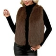 thumbnail image 1 of ZQUUVOU Women's V Neck Faux Fur Vest Sleeveless Waistcoat Fuzzy Open Front Outwear Winter Warm Short Fluzzy Vest Jacket Coat Brown, 1 of 8