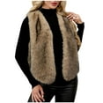 thumbnail image 1 of ZQUUVOU Women's V Neck Faux Fur Vest Sleeveless Waistcoat Fuzzy Open Front Outwear Winter Warm Short Fluzzy Vest Jacket Coat Khaki, 1 of 9