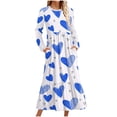 thumbnail image 1 of ZQUUVOU Women's ​​Valentine's Day Dress Casual Printed Long Sleeve Maxi Dress Blue,2XL, 1 of 4
