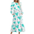 thumbnail image 1 of ZQUUVOU Women's ​​Valentine's Day Dress Casual Printed Long Sleeve Maxi Dress Light Blue,2XL, 1 of 4