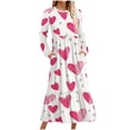 thumbnail image 1 of ZQUUVOU Women's ​​Valentine's Day Dress Casual Printed Long Sleeve Maxi Dress Pink,L, 1 of 4