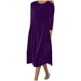 thumbnail image 1 of ZQUUVOU Women's Velvet Midi Dress Long Sleeve Round Neck Soft Elegant Fall Winter Party Gown for Holiday Dinner Purple, 1 of 6