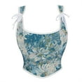 thumbnail image 1 of ZQUUVOU Women's Vintage Floral Corset Tops Push-Up Overbust Bustier Lace-Up Boned Bodyshaper Trendy Shapewear Blue, 1 of 9