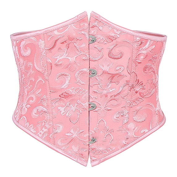 ZQUUVOU Women's Waist Trainer Belt Underbust Jacquard Court Style Adjustable Tummy Control Corset Shapewear Latex Cincher Pink