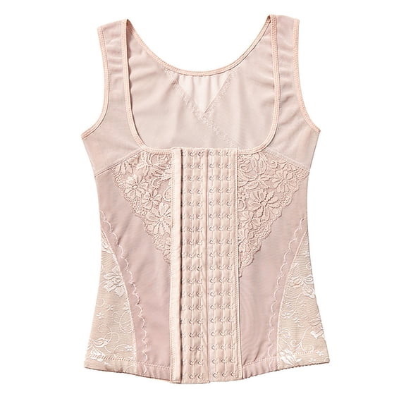 ZQUUVOU Women's Waist Trainer Corset Tummy Control Shapewear Sleeveless Sport Workout Body Shaper Vest Post Surgical Tops Beige