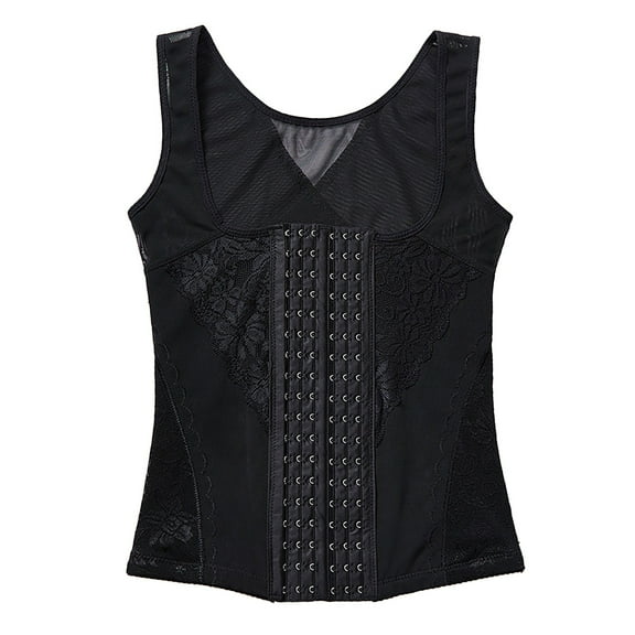 ZQUUVOU Women's Waist Trainer Corset Tummy Control Shapewear Sleeveless Sport Workout Body Shaper Vest Post Surgical Tops Black