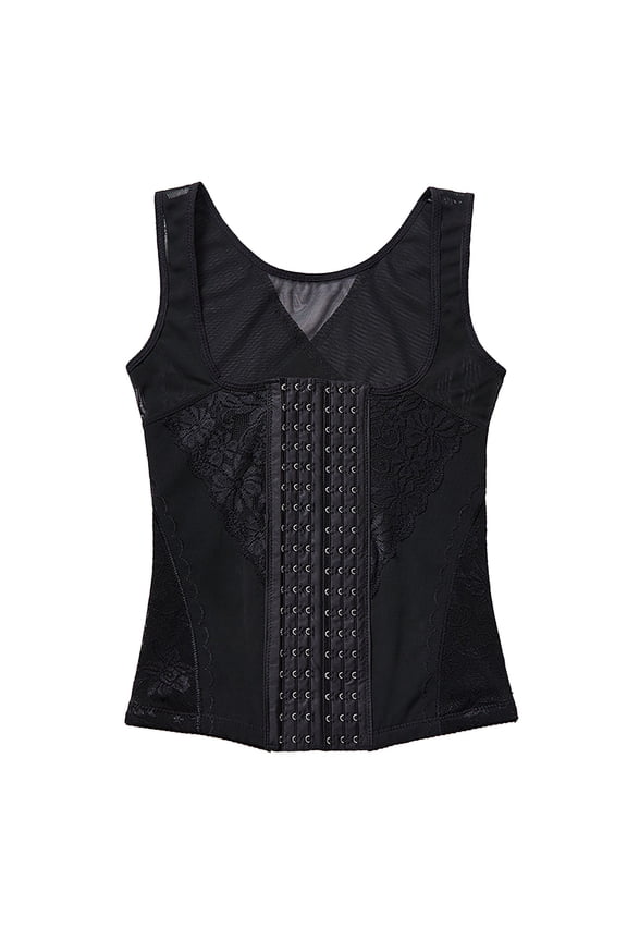 Women's Waist Trainer Corset Tummy Control Shapewear Sleeveless Sport Workout Body Shaper Vest Post Surgical Tops Black