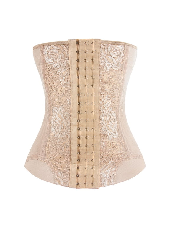 Women's Waist Trainer Tummy Control Shapewear Abdomen Waist Corset Adjust Zipper Girdle Body Corset for Workout Yoga Beige