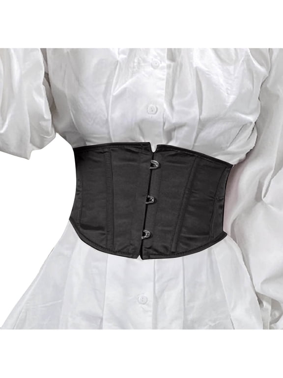 Women's Waist Training Underbust Corset Short Fashionable Vintage Boned Waist Trainer Tummy Control Latex Girdle Black