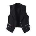 thumbnail image 1 of ZQUUVOU Women's Washed Denim Vest Sleeveless Button Front Notch Lapel Casual Jean Jacket Dressy Spring Summer Layering Piece Black, 1 of 4