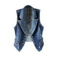thumbnail image 1 of ZQUUVOU Women's Washed Denim Vest Sleeveless Button Front Notch Lapel Casual Jean Jacket Dressy Spring Summer Layering Piece Dark Blue, 1 of 4