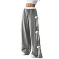 thumbnail image 1 of ZQUUVOU Women's Wide Leg Sweatpants Elastic Waist Panel Bow Ribbon Pocket Pants Fashion Casual Everyday Trousers Gray, 1 of 7