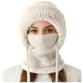 thumbnail image 1 of ZQUUVOU Women's Winter Balaclava Neck Warmer Beanie with Mask Windproof Plush Lined Thick Thermal One Piece Beige, 1 of 5