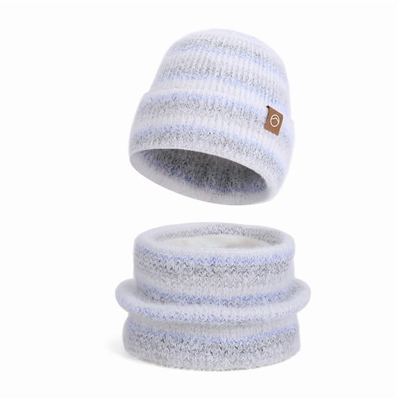 ZQUUVOU Women's Winter Beanie Neck Warmer Set Windproof Thermal Hat Scarf Warm Knit Thick Skull Cap Neck Warmer Blue