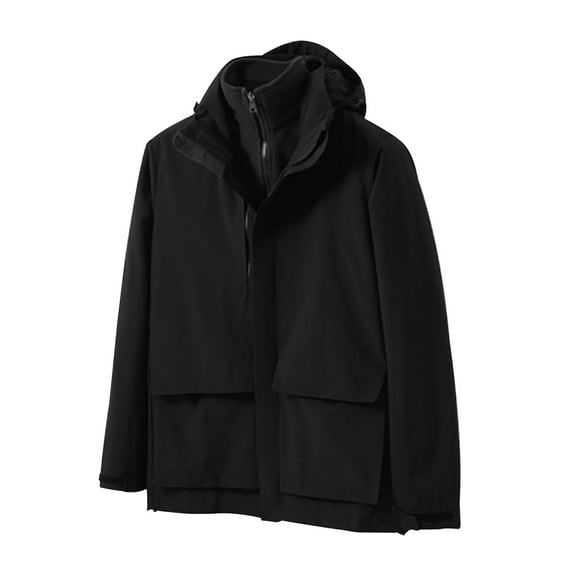 ZQUUVOU Women's Winter Down Jacket 3 In 1 Convertible Detachable Down Inner Layer Zipper Hooded Windproof Plush Lined Coat Black