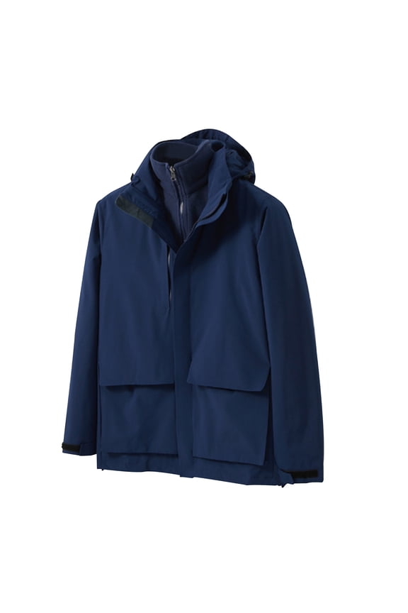 Women's Winter Down Jacket 3 In 1 Convertible Detachable Down Inner Layer Zipper Hooded Windproof Plush Lined Coat Dark Gray
