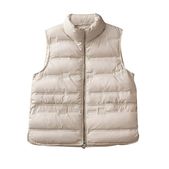 ZQUUVOU Women's Winter Down Vest Cold Weather Thermal Insulated Sleeveless Zipper Coat Windproof Sport Wear Beige