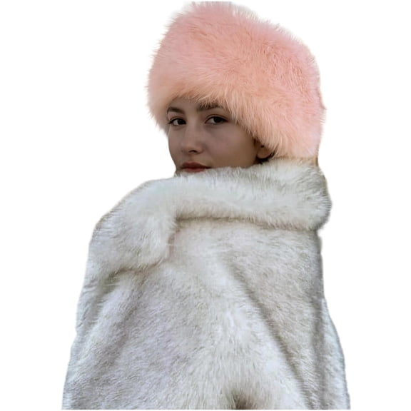ZQUUVOU Women's Winter Faux Fur Headband Short Pile Thermal Headwear Winter Earwarmer Earmuff Accessory Plush Warm Hat Pink B