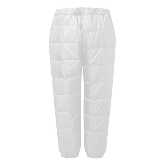 ZQUUVOU Women's Winter Pants Plus Size Solid Color Mid Rise Thick Cotton Pants Thermal Lined Warm Trousers White