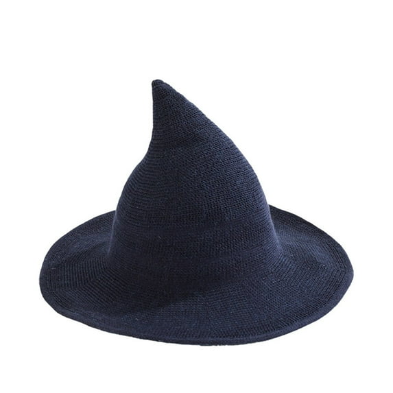 ZQUUVOU Women's Witch Hat Thick Fleece Pointed Wizard Festival Accessory Party Themed Headwear Vintage Hat Navy A