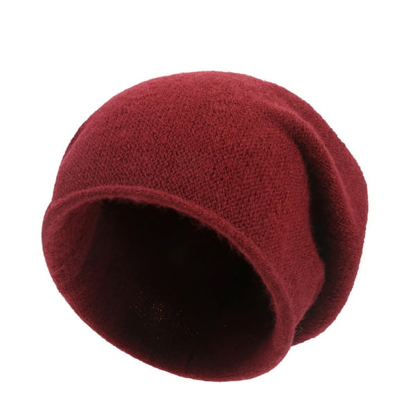 ZQUUVOU Women's Wool Beanie Hat Stretch Solid Color Ribbed Knit Hat Soft Slouchy for Cold Weather Ladies Skull Beanies Burgundy