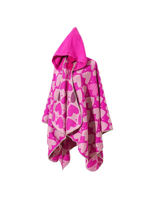 Women's Woven Knitted Hooded Cape Vintage Scarf Shawl Crochet Poncho Knitting Patterns Fall Winter Fashion Wram Accessories Hot Pink