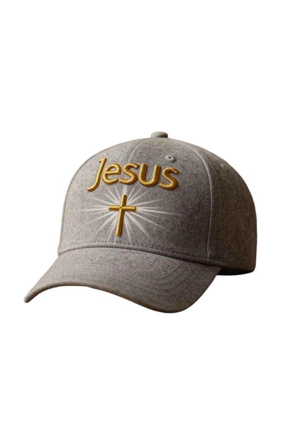 Women's and Men's Baseball Cap Jesus Cross Embroidery Snapback Cotton Fashion Sun Hat Outdoor Casual Structured Dad Hat Gray