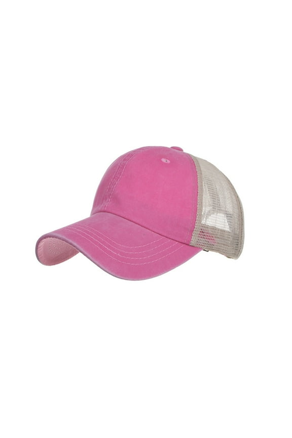 Women's and Men's Cotton Baseball Cap Mesh Back Breathable Basic Adjustable Hat Sun Shield Daily Outdoor Pink