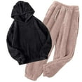 thumbnail image 1 of ZQUUVOU Women's and Men's Fuzzy Pajamas Set Winter Warm Fleece Matching Pajamas for Couples Hoodies and Pants Set Pink A, 1 of 7